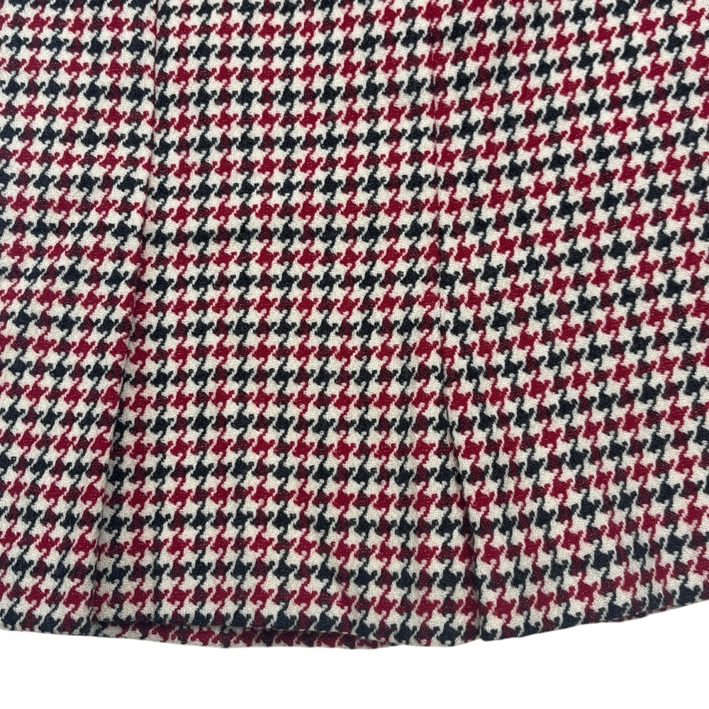 Talbots Women Red Black Houndstooth Wool Pleated Straight A Line Peplum Skirt 10 - Picture 3 of 13